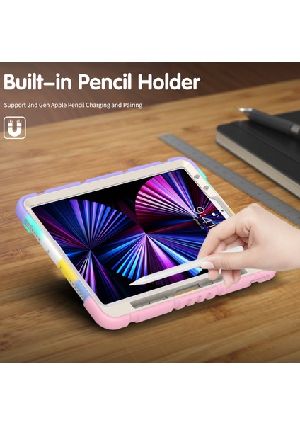 Stand Tamı iPad Pro 11 Stylus Kalemli Manyetik Eşleştirme ve Şarj Fonksiyonlu Düşmeye Dayanıklı Hibrit Tablet Kılıfı (Yurt Dışından)