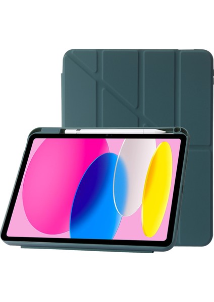 Origami Standı iPad 10.9 (2022) Otomatik Uyandırma uyku Pu Deri Akrilik Tam Koruma Gece Yarısı i Tablet Kılıfı (Yurt Dışından)
