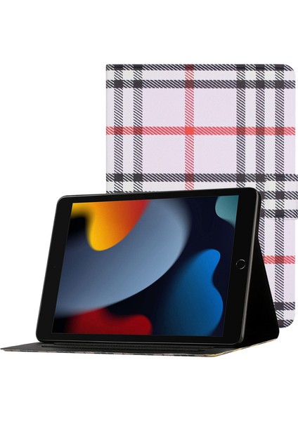 iPad 10.2 (2019 2020 2021)DESEN Baskı Pu Deri Otomatik Uyandırma uyku Kart Tutucu Stand Tablet Kılıfı (Yurt Dışından)