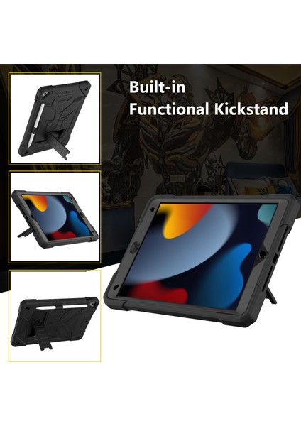 Silikon Pc iPad 10.2 (2019 2020 2021) Kalem Tutuculu Düz Renk Tekme Standı Tablet Kılıfı (Yurt Dışından)