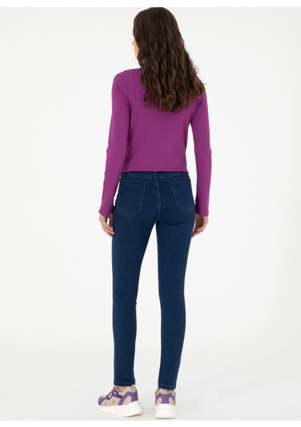 Normal Bel Normal Paça Toothpick Koyu İndigo Kadın Denim Pantolon RC-ISSY24K-K fırsatları
