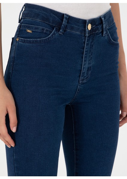 Normal Bel Normal Paça Toothpick Koyu İndigo Kadın Denim Pantolon RC-ISSY24K-K indirimleri