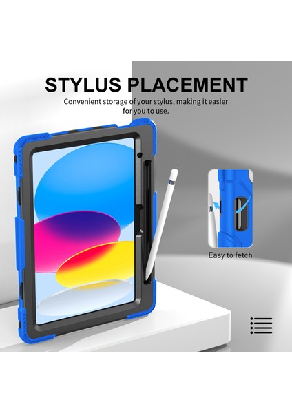 iPad 10.9 (2022) Stand Pc Omuz Askılı Silikon Tablet Kılıfı (Yurt Dışından)