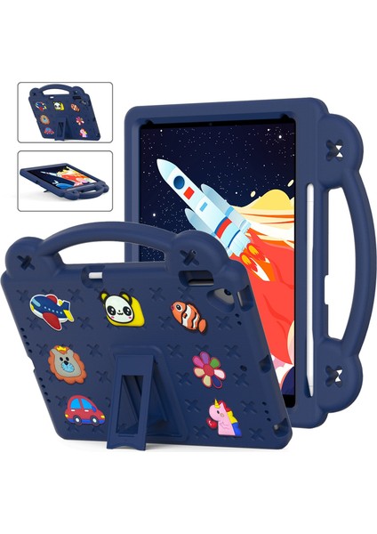 iPad 10.2 (2019 2020 2021) Taşınabilir Eva stand'lı Çizilmez Lacivert Tablet Kılıfı (Yurt Dışından)