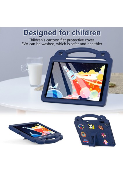iPad 10.2 (2019 2020 2021) Taşınabilir Eva stand'lı Çizilmez Lacivert Tablet Kılıfı (Yurt Dışından)