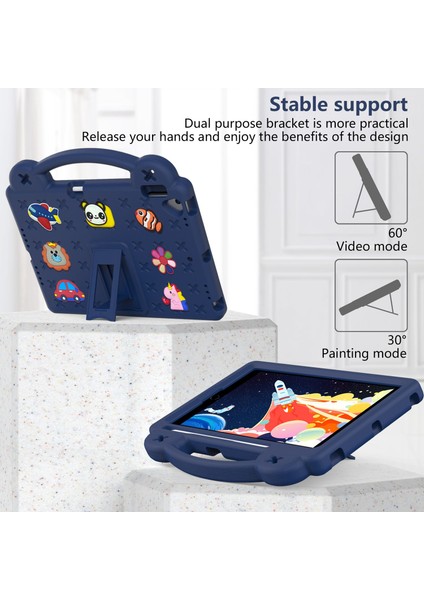 iPad 10.2 (2019 2020 2021) Taşınabilir Eva stand'lı Çizilmez Lacivert Tablet Kılıfı (Yurt Dışından)