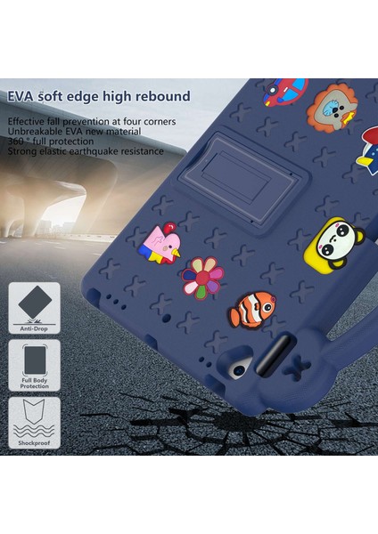 iPad 10.2 (2019 2020 2021) Taşınabilir Eva stand'lı Çizilmez Lacivert Tablet Kılıfı (Yurt Dışından)