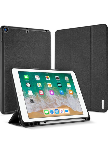 Üç Katlı Stand Pu Deri Akıllı Otomatik Uyandırma uyku iPad 9 7 Inç (2018 2017) Kalem Yivli Tablet Kılıfı (Yurt Dışından)