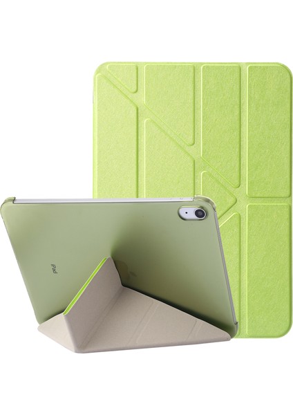Origami Standı iPad 10.9 (2022) Ipek Dokulu Otomatik Uyandırma uyku Pu Deri Tam Koruma Tablet Kılıfı (Yurt Dışından)
