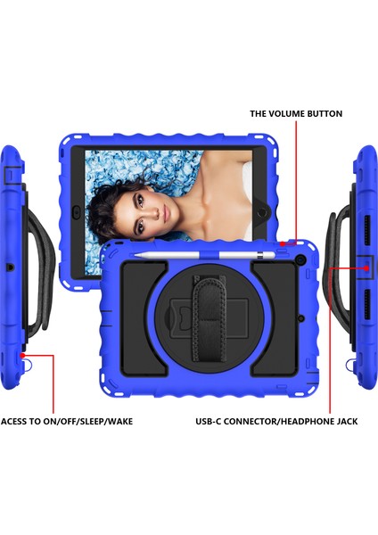 Pc Tpu Hibrit 360 Derece Dönebilen Tekme Standlı iPad 10.2 El Askısı ve Omuz Askısı (2019 2020 2021) Tablet Kılıfı (Yurt Dışından)