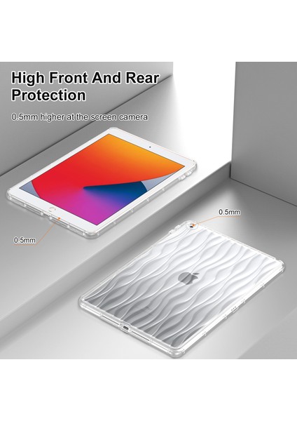 iPad 10.2 (2019 2020 2021) Dalga Doku Yumuşak Tpu Koruyucu Tablet Kılıfı (Yurt Dışından)