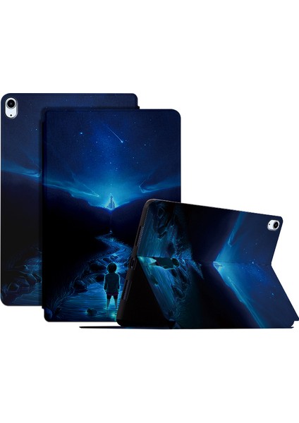 Forestl Digital iPad 10.9 (2022) Desenli Baskılı Pu Deri Stand River Tablet Kılıfı (Yurt Dışından)