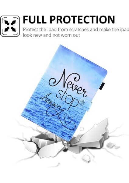 iPad 10.9 (2022) IPAD 10. Nesil Desen Baskı Standı Çapraz Doku Pu Deri Kart Tutucu Kalem Döngü Tutucu Tablet Kılıfı (Yurt Dışından)