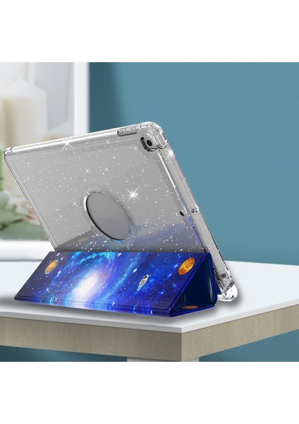 Desen Baskı Üç Katlı Stand Pu Deri Tpu Arka Panel iPad 10.2 (2019 2020 2021) UNIVERSE Tablet Kılıfı (Yurt Dışından)