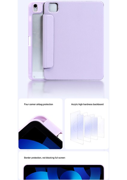 iPad Air 11 (2024) Origami Standı Pu Deri 360 Derece Dönebilen Tablet Kılıfı (Yurt Dışından)
