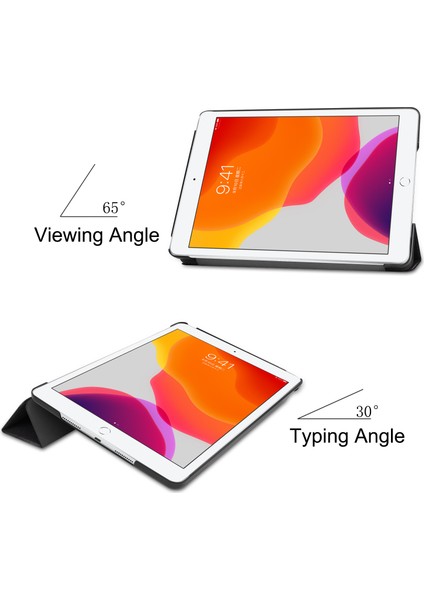 Moda Desen Baskı Pu Deri Üç Katlı Stand iPad 10.2 (2019 2020 2021) BANA Dokunma Tablet Kılıfı (Yurt Dışından)