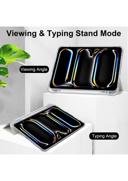 iPad Pro 11 (2024) Deri Üç Katlı Stand Kalem Tutuculu Tablet Kılıfı (Yurt Dışından)