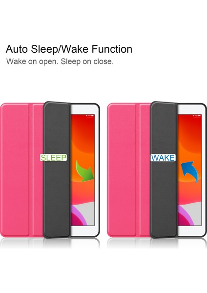 Çok Fonksiyonlu Üç Katlı Stand Deri Akıllı iPad 10.2 (2019 2020 2021) Kalem Yuvalı Tam Koruma Rose Tablet Kılıfı (Yurt Dışından)