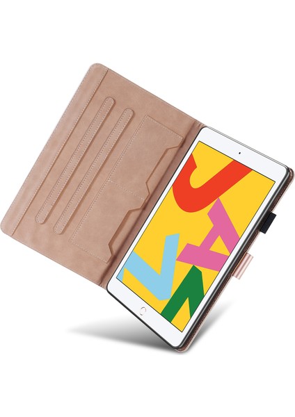 iPad 10.2 (2020) Karikatür Hayvan Desenli Deri Kart Tutucu Tablet Kılıfı (Yurt Dışından)