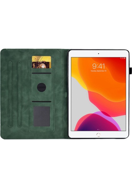 iPad 10.2 (2019 2020) Pu Deri Standlı Folyo Akıllı Desen Baskılı Kart Yuvası Kalem Tutuculu Tablet Kılıfı (Yurt Dışından)