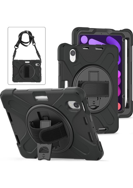 iPad Mini (2021) El Bandı Tamlı Hibrit 360° Dönebilen Omuz Askılı Stand Tablet Kılıfı (Yurt Dışından) fırsatları