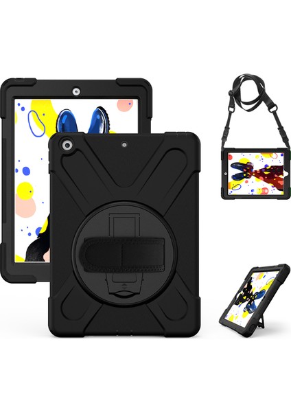 X Shape Pc Tpu Hibrit 360 Derece Dönebilen Tekme Standı Omuz Askısı iPad 10.2 (2019 2020 2021) SIYAH Tablet Kılıfı (Yurt Dışından)