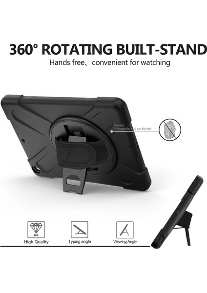 X Shape Pc Tpu Hibrit 360 Derece Dönebilen Tekme Standı Omuz Askısı iPad 10.2 (2019 2020 2021) SIYAH Tablet Kılıfı (Yurt Dışından)
