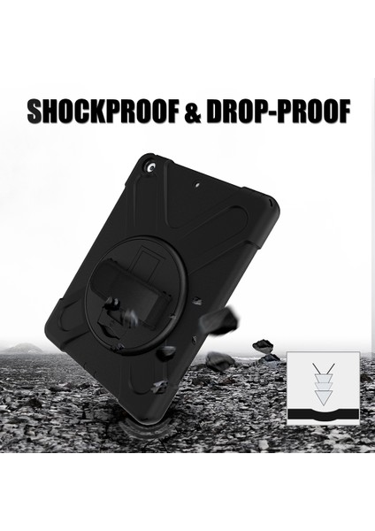 X Shape Pc Tpu Hibrit 360 Derece Dönebilen Tekme Standı Omuz Askısı iPad 10.2 (2019 2020 2021) SIYAH Tablet Kılıfı (Yurt Dışından)