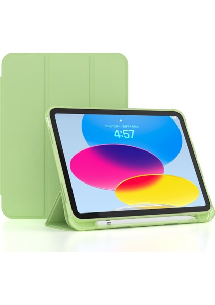 iPad 10.9 (2022) IPAD 10. Nesil Üç Katlı Stand Pu Deri Otomatik Uyandırma uyku Akıllı Kalem Yuvası Tutucu Matcha i Tablet Kılıfı (Yurt Dışından)