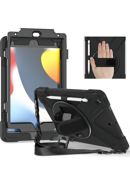 El Bandı Kayışı Tamlı 360 Derece Dönebilen Tekme Standı Omuz Askısı iPad 10.2 (2019 2020 2021) SIYAH Tablet Kılıfı (Yurt Dışından) fiyatları
