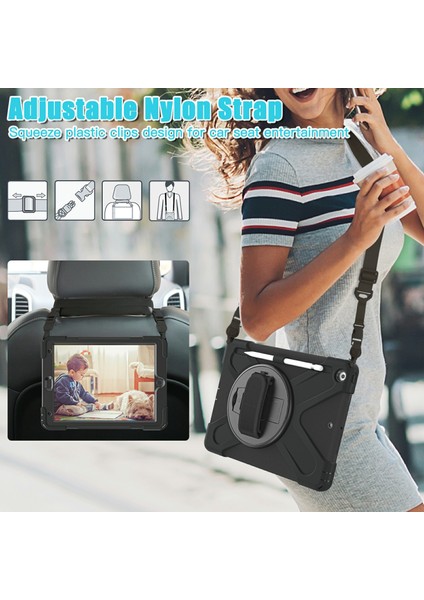 El Bandı Kayışı Tamlı 360 Derece Dönebilen Tekme Standı Omuz Askısı iPad 10.2 (2019 2020 2021) SIYAH Tablet Kılıfı (Yurt Dışından) indirimleri