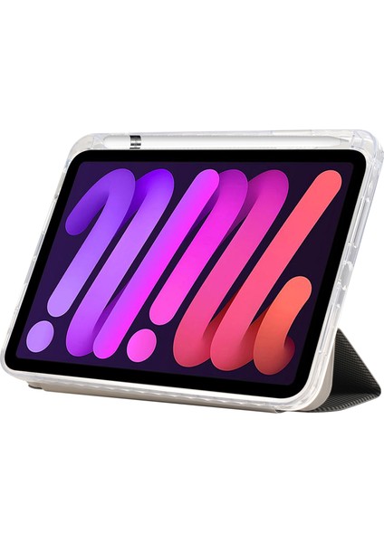 iPad Air 13 (2024) Akıllı Deri Üç Katlı Stand Karbon Fiber Doku Tablet Kılıfı (Yurt Dışından)