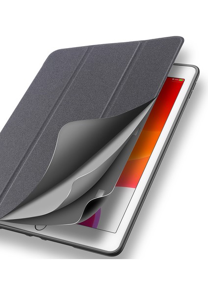 iPad 10.2 (2019 2020 2021) Üç Katlı Stand Pu Deri Akıllı Tablet Kılıfı (Yurt Dışından)