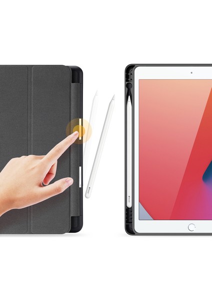 iPad 10.2 (2019 2020 2021) Üç Katlı Stand Pu Deri Akıllı Tablet Kılıfı (Yurt Dışından)