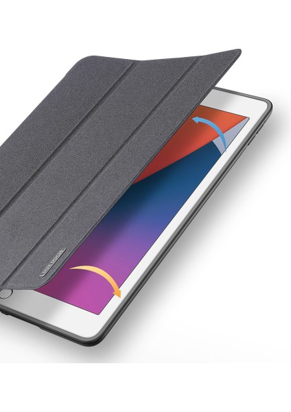iPad 10.2 (2019 2020 2021) Üç Katlı Stand Pu Deri Akıllı Tablet Kılıfı (Yurt Dışından)