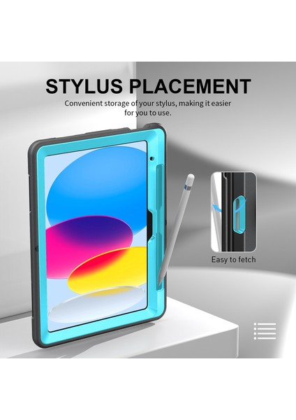 Stand iPad 10.9 (2022) Kalem Yuvası Tpu Pc Omuz Askılı Tablet Kılıfı (Yurt Dışından)