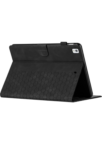 iPad 10.2 (2019 2020 2021) Petek Baskılı Kart Yuvalı Deri Tablet Kılıfı (Yurt Dışından)