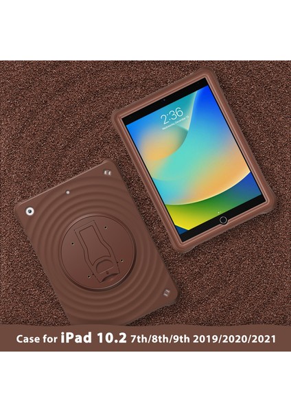 iPad 10.2 (2019 2020 2021) Dönebilen Standı Pc Silikon Tpu Çikolata Rengi Tablet Kılıfı (Yurt Dışından)