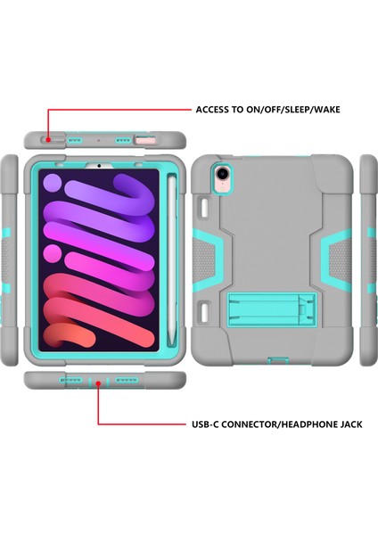 Forestl Digital Kontrast Pc Tpu Silikon iPad Mini Standlı (2021) GRI NANE i Tablet Kılıfı (Yurt Dışından)