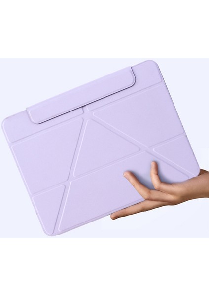 iPad Air 11 (2024) Origami Standı Pu Deri 360 Derece Dönebilen Lavanta Tablet Kılıfı (Yurt Dışından)