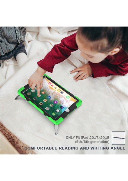 360° Dönebilen Tekme Standı Pc Silikon Combo iPad Kullanışlı Askılı 9 7 Inç (2018) YEŞIL Tablet Kılıfı (Yurt Dışından)