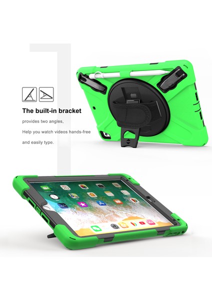 360° Dönebilen Tekme Standı Pc Silikon Combo iPad Kullanışlı Askılı 9 7 Inç (2018) YEŞIL Tablet Kılıfı (Yurt Dışından)