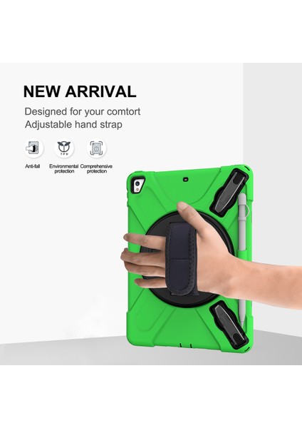 360° Dönebilen Tekme Standı Pc Silikon Combo iPad Kullanışlı Askılı 9 7 Inç (2018) YEŞIL Tablet Kılıfı (Yurt Dışından)