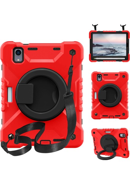 360 Derece Dönen Tekme Standı Çizilmez Düşmez Pc iPad Mini Omuz Askılı Silikon (2021) Tablet Kılıfı (Yurt Dışından)