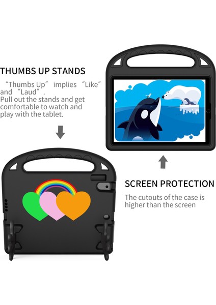 iPad Air (2013) AIR 2 Eva Koruyucu Aşk Kalp Desenli Palmiye Şeklinde Tutma Saplı stand Tablet Kılıfı (Yurt Dışından) indirimleri