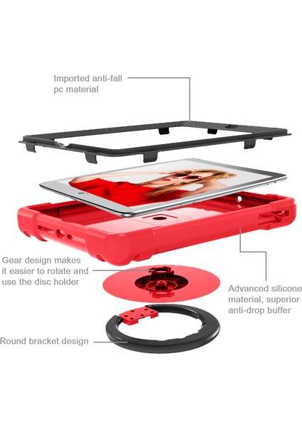 360° Dönebilen Tekme Standı Pc Silikon Hibrit Apple iPad Hava hava 2 stand Tablet Kılıfı (Yurt Dışından) modelleri