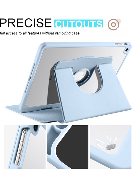 iPad Air (2013) AIR 2 Pu Deri Akrilik Döner Tekme Standı Kalem Tutucu Tablet Kılıfı (Yurt Dışından)