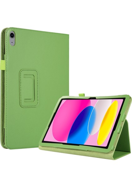Litchi Doku Pu Deri iPad 10.9 (2022) Katlanabilir Stand Otomatik Uyandırma uyku Koruyucu Tablet Kılıfı (Yurt Dışından)