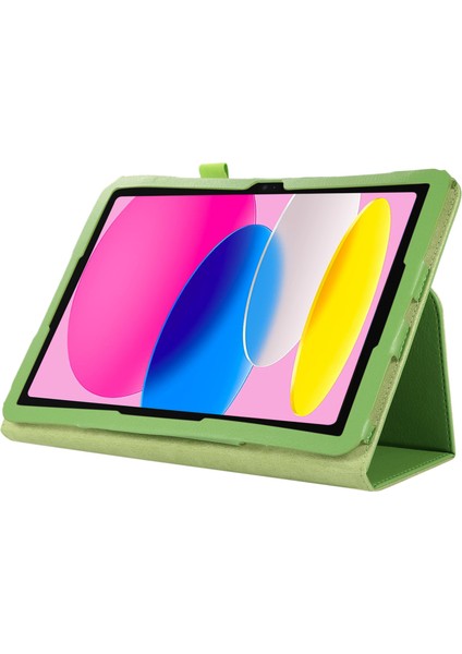 Litchi Doku Pu Deri iPad 10.9 (2022) Katlanabilir Stand Otomatik Uyandırma uyku Koruyucu Tablet Kılıfı (Yurt Dışından)