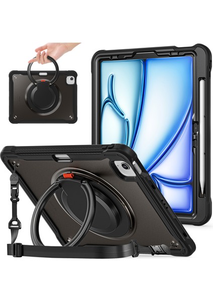 iPad Air 11 (2024) Omuz Askılı stand Tablet Kılıfı (Yurt Dışından)